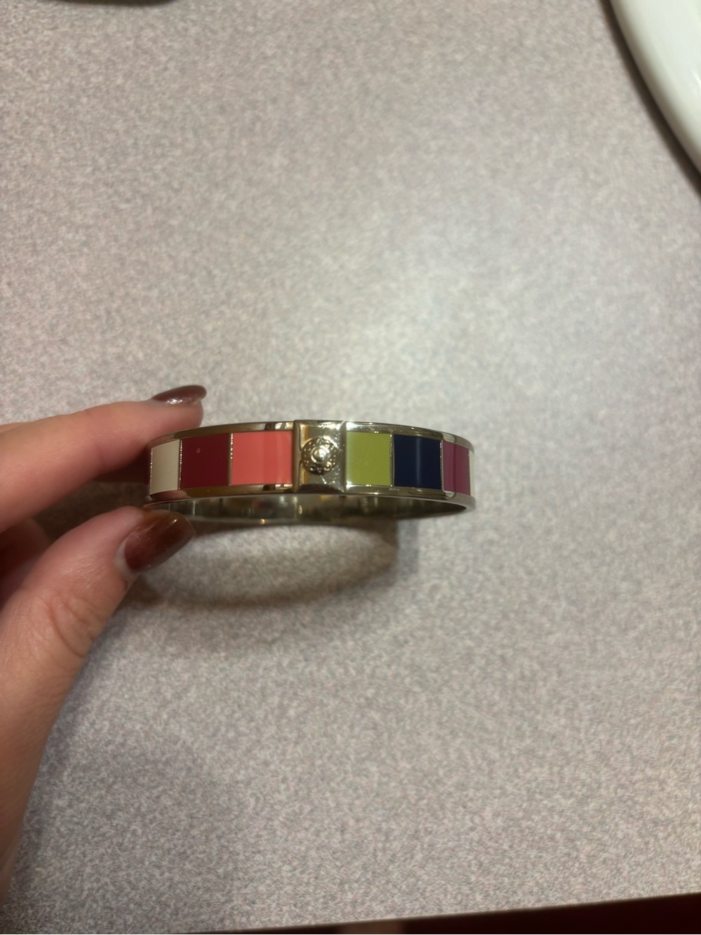Coach Gold-Tone Multicolor Enamel Bangle Bracelet